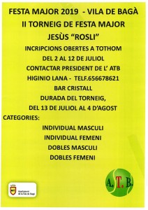 Inscripcions torneig Jesùs Rosli BAgà