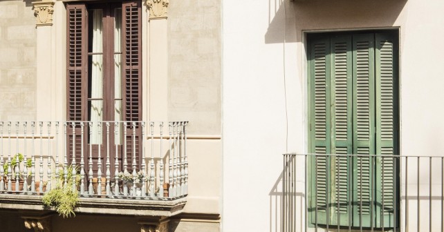 Detail of modernist residential building in Born, Barcelona, Spain.